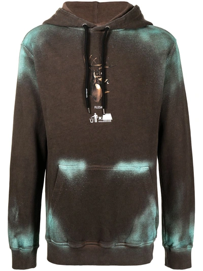 Mauna Kea Deer-print Cotton Hoodie In Brown