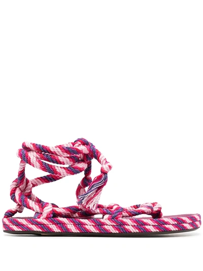 Isabel Marant Two-tone Woven-effect Sandals In Pink