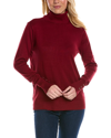 Joseph A Turtleneck Button Sleeve Pullover Sweater In Red