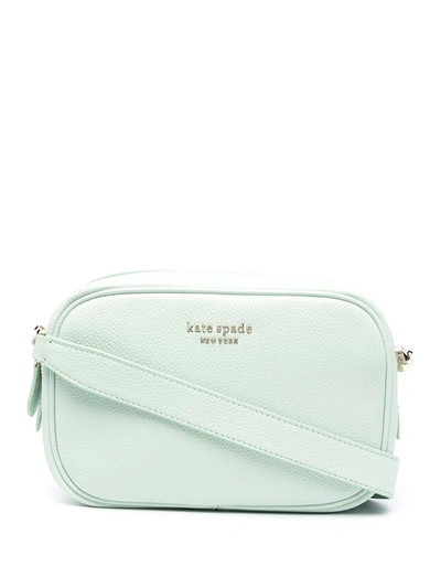 Kate Spade Triple Gusset Leather Crossbody Bag In Crystal Blue