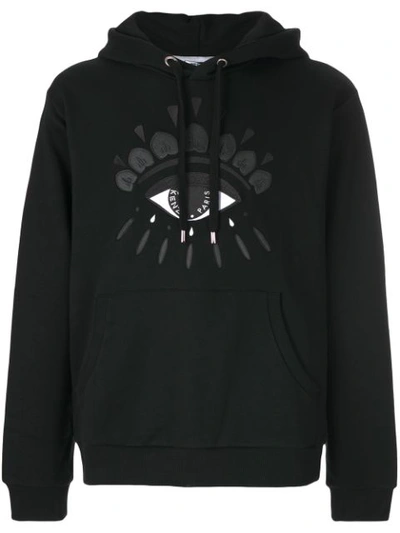 Kenzo Logo Embroidered Hoodie In Black