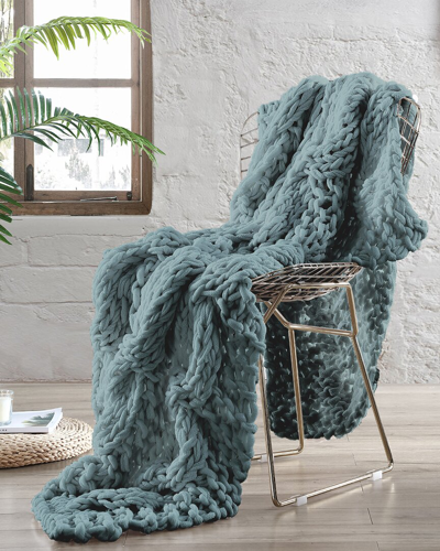 Modern Threads Luxury Reina Chunky Knit Acrylic Bed Sofa Throw In Green