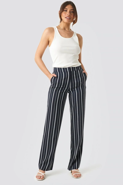 Na-kd Classic Wide Striped Suit Pants - Navy In Dark Blue/white Stripe
