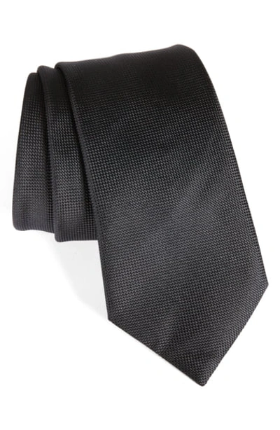 Ermenegildo Zegna Micro-diamond Textured Silk Tie, Black