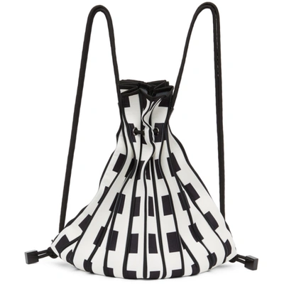 Issey Miyake White & Black Linear Knit Backpack In 01 White