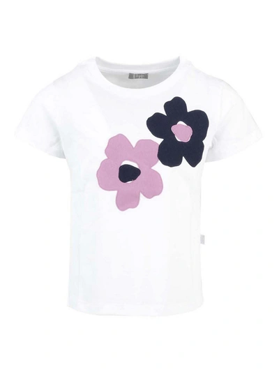 Il Gufo Kids' Floral Crewneck Cotton T-shirt In White