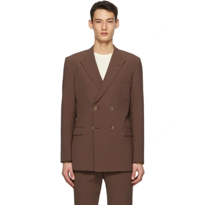Nanushka Malvin Double-breasted Cady Suit Jacket In Brown