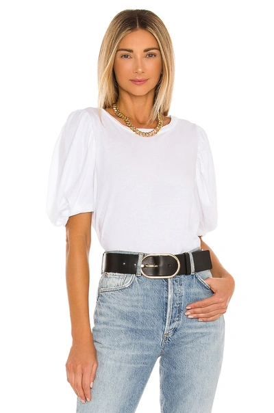 Michael Lauren Saddler Puff Sleeve Tee In White