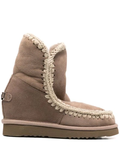 Mou Wedge Short Boots In Brown