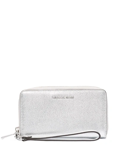 Michael Michael Kors Pebbled-effect Leather Wallet In Silver