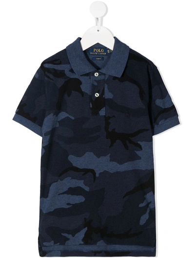 Ralph Lauren Camouflage Short-sleeve Polo Shirt In Blue Camo