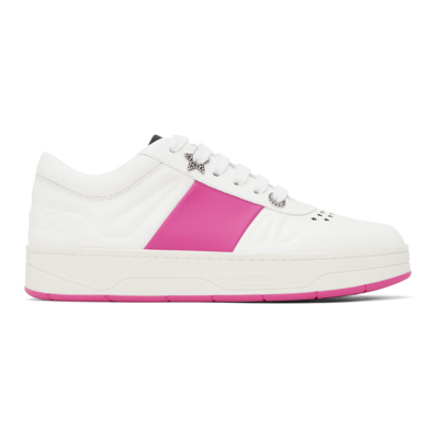 Jimmy Choo Hawaii Leather Stripe Flatform Sneakers In White