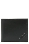 Ted Baker Prug Leather Bifold Wallet In Black