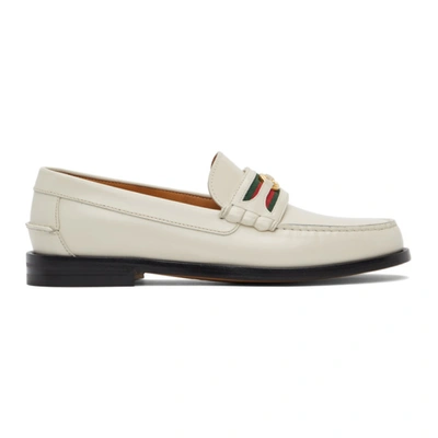 Gucci 灰白色 Double G 乐福鞋 In White Leather