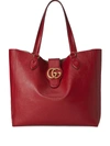 Gucci Medium Tote With Double G In Red Leather