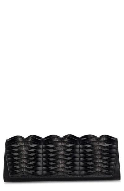 Akris Anouk Pleated Leather Clutch Bag In Black