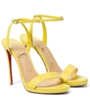 Christian Louboutin Loubi Queen Red Sole Ankle-wrap Sandals In Citronnade