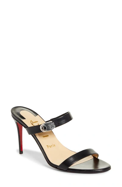 Christian Louboutin Lock Me 85 Embellished Leather Sandals In Black