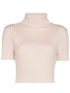 Staud Lilou Crop Wool Blend Turtleneck Sweater In Ivory
