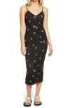 Afrm Amina Sleeveless Midi Dress In Noir Spring Garden Disty