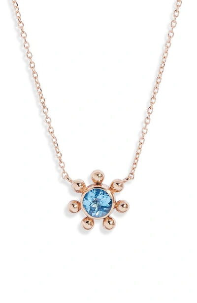 Anzie Dew Drop Marine Blue Topaz & 14k Gold Pendant Necklace In Swiss Blue