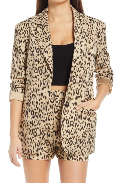 Endless Rose Animal Print Blazer In Beige Multi