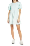 English Factory Puff Shoulder Mixed Media Minidress In Mint