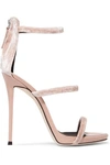 Giuseppe Zanotti Harmony Velvet And Patent-leather Sandals In Blush