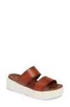 Mia Lexi Platform Slide Sandal In Cognac Leather