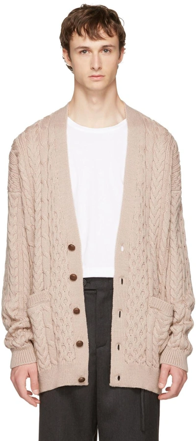 Maison Margiela Beige Replica Oversized 'irish Fisherman' Cardigan