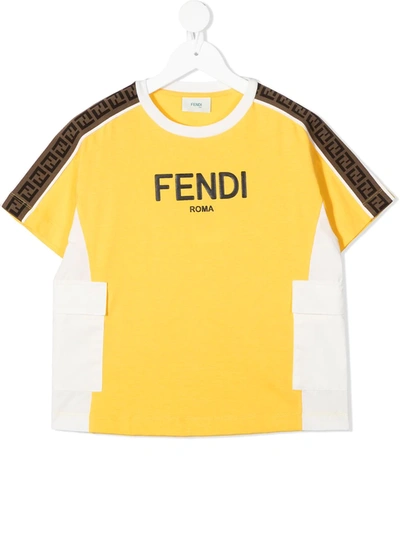 Fendi Kids' Boys Yellow Cargo Pocket T-shirt