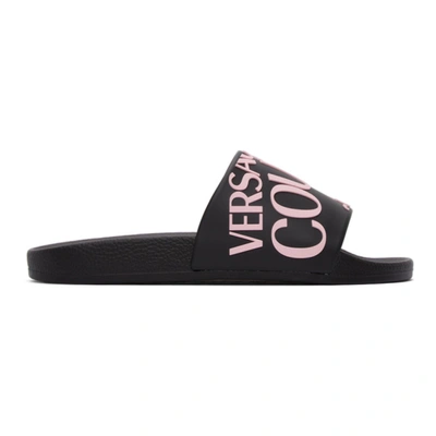 Versace Jeans Couture Sandals With All-over Logo Print In E899 Nero