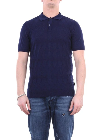 Aquascutum Men's Blue Cotton Polo Shirt