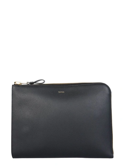 Tom Ford Leather Pouch In Nero