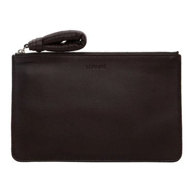 Lemaire Brown A5 Pouch In 490 Dark Chocolate