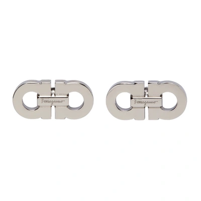 Ferragamo Silver Gancini Cufflinks In Gemelli Palladio Lu