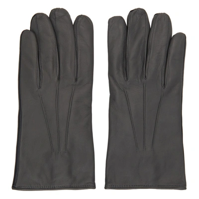 Paul Smith Grey Leather Bicolor Gloves In 76 Grey