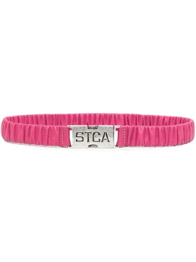 Just Cavalli Ruched Leather Belt In Pink
