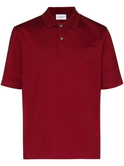 Ferragamo Logo刺绣polo衫 In Red