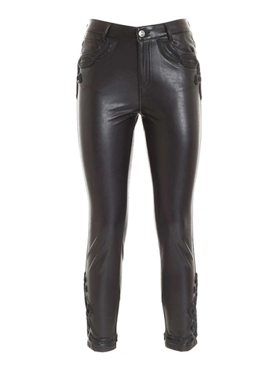 Ermanno Scervino Synthetic Leather Pants In Black