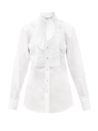 Dolce & Gabbana Pintucked-bib Cotton-poplin Shirt In White