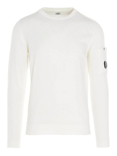 C.p. Company Lens Logo Pullover In White In White