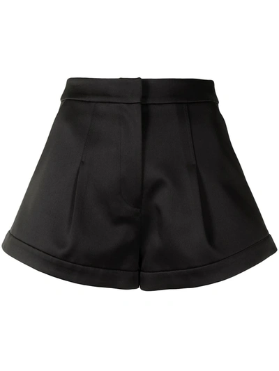 Alexis Gaintes Inverted Pleat Satin Shorts In Black