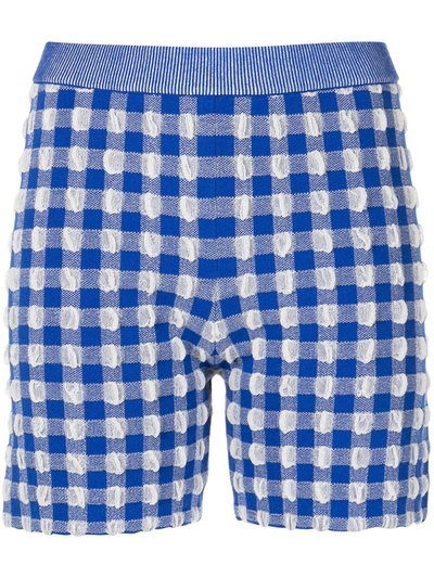 Jacquemus Le Short Arancia Gingham Knit Shorts In Blue