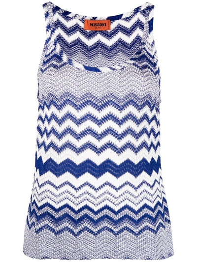 Missoni Wave Pattern Knit Top In Blue