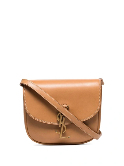 Saint Laurent Kaia Small Leather Crossbody Bag in Brown