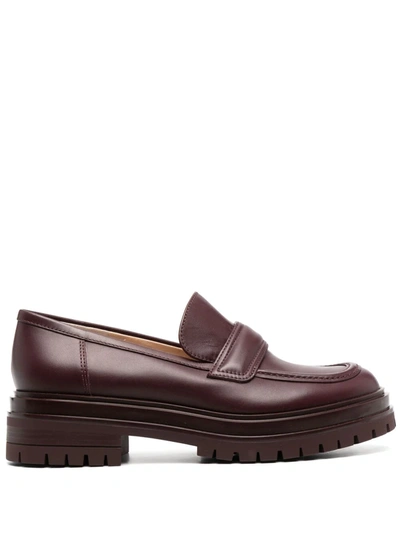 Gianvito Rossi Argo Chunky-sole Leather Loafers In Brown