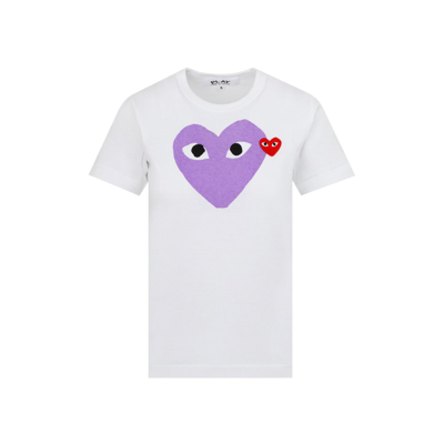 Comme Des Garçons Play Play T-shirt In White/pink