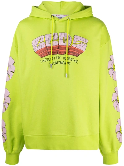 Gcds Logo-print Drawstring Hoodie In Light Green