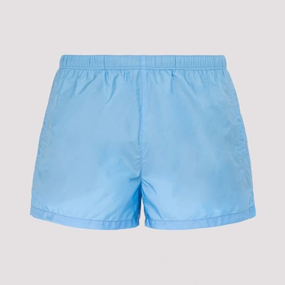 Prada Logo Patch Swim Shorts In Blue
